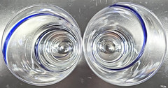 (2) Pier 1 Swirline Cobalt Highball Glasses Set Elegant Blue Swirl Tumblers Lot