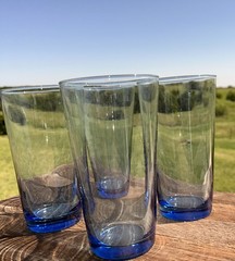 Vintage 6″ Blue Flared Cooler Glasses Set of 4 Barware Water Tumblers
