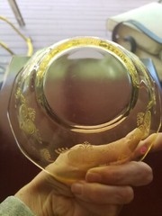 (1) RARE 6″ Cereal Bowl #2375 glass FOSTORIA crystal TROJAN TOPAZ YELLOW (#2)