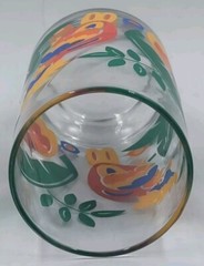 Vintage Libbey Drinking Glass 16 oz Tumbler Tropical Birds Blue Yellow Orange…