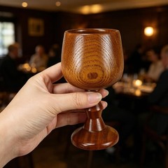 2 Pack Wooden Goblets Handcrafted Natural Solid Wood Wine Beer Water Cups Kit