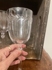 Vintage Fostoria Holly Wine Goblets 7-7/8″ Tall Set of 4 Clear Crystal Glass