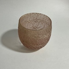 Vintage Spaghetti String Roly Poly Pink Glass Tumbler MCM Color Craft 3”