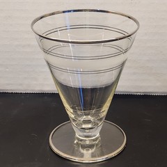 Vintage Silver Rim Frosted Banded Glasses 4.5″ Tall