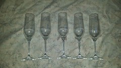 Lot of FIVE EUC Bormioli Rocco Aurum Champagne Flutes glasses crystal wine