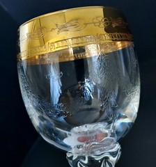 Interglass Italy Hand Blown Crystal Wine Glass Prince of Florence 24 K Gold Band