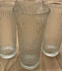 4 – Jeannette Glass Finlandia Tumblers Flared Top Tree Bark Icicle Tea Cocktail