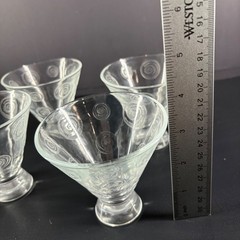 Set Of 4 Etched Glass Dessert Cups With Swirl Pattern – Vintage Style Clear Glas