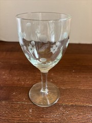 Standard Glass Co Criss Cross & Punties Etched Tall Water Goblet