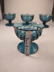 Whitehall Colony Cubist Riviera Blue Champagne Sherbert Dessert MCM Set of 4