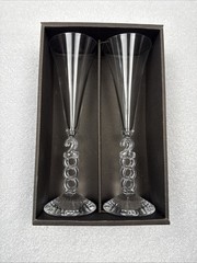 Cristal d’Arques Crystal Millennium Champagne Glasses Set of Two Year 2000 Y2K