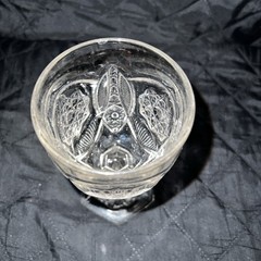 Antique EAPG Indiana Togo Bismarc Star Twin Feathers Clear Glass Water Goblet