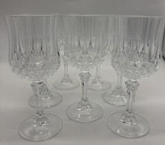 Set of 7 Vintage Cristal D’Arques-Durand Longchamp Crystal Wine Glasses 6.5” H