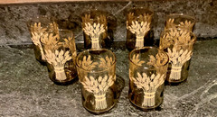 VTG Libby Franco Smoke Color Wheat & Sheath Juice glasses set of 8 MCM 1970’s