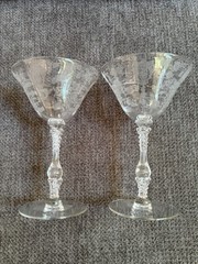 TWO Cambridge Champagne/Tall Sherbet Rose Point Elegant Clear Glass