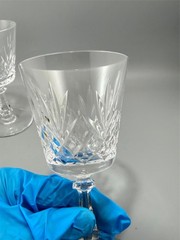 Val St Lambert Crystal Rochelle Wine Goblet Glasses 6″ Set of 2