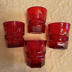 Perfect Fostoria Argus Ruby Red Barware/Juice Tumbler Glass/3 7/8″/set of 4