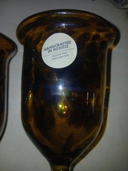Handcrafted Recycled Glass Goblets Brown Black Set of 2 Mexico Dishwasher Safe