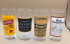 4 VTG MCM Seagram’s Early Times etc Bar Glasses 12 oz. Highball Tumblers Bourbon
