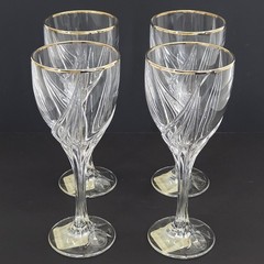 Vtg Lenox Crystal Wine Glass Gold Rim Replacement Formal Wedding Gift 4pc 6oz