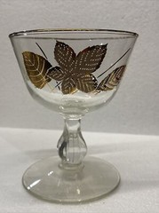 Vintage Libbey Champagne / Sherbet Glasses, Gold Leaves /Foliage