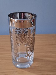VTG Set Of 2 Kimiko Guardian Shield Crest Barware Glasses Highball Silver