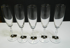 VTG Noritake ALLAIRE Platinum Champagne Flutes 9 in Lot of 5 NWT MINT