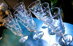 Vtg Set 8 ROCK SHARPE 3005-16 Cut Crystal ARCHED FLOWER Iced Tea Goblets Glasses