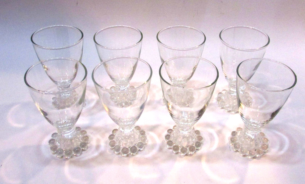 Set 8 Vintage 1970s Anchor Hocking Clear Glass 4.5″ Berwick Bubble Foot Pedestal