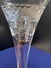 Vintage WMF Prince of Metternich Champagne Flute Germany Etched w/ Gold Monogram