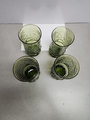Vintage Anchor Hocking Rainflower Avocado Green Textured Tumblers 6″ – Set of 4