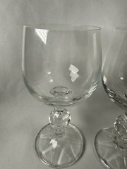 Vintage Bohemia Crystal Wine Goblets Faceted Claudia Set Of 2 Stemware 1970’s