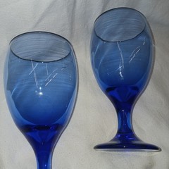 Vintage Libbey Cobalt Blue Wine Glasses Water Goblets. Set Of 2. Brand New