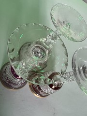 Set 3 Ebeling Reuss Marchioness Cut 2 Clear Wine Liquor Sherry Stem Glasses 5.5″