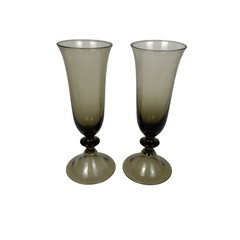Diane Von Furstenberg Amber Smoke High Rise Champagne Flutes Set of 2