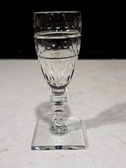 Vintage Rare Hawkes Brilliant Cut Crystal Cordial Glass 4 3/4″ SQUARE FOOT