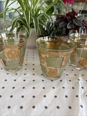 22K GILDED GEORGE BRIARD MID CENTURY Gold 6 GLASSES ROCKS Town & Country