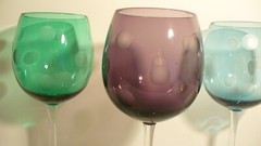 Marquis by Waterford Polka Dot 8 5/8″ Wine Glasses Purple Green Blue & Smoke – 4