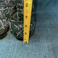 6 Vtg~Libbey~Avocado Green~Raised/Textured Ivy Leaves~8oz~3.35T Glasses(DR35)