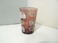 EAPG Amethyst Purple 4″ Tumbler with White Floral Decoration