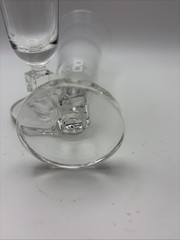 Fluted Champagne Glasses Set 2 W/square Stem Thick Base 6.25” Tall Clear Glass