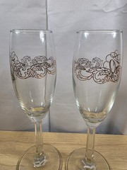 «50» Champagne Flutes Set of 2 Gold Filigree Toast Anniversary Birthday