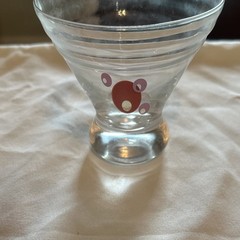 Clear Glass Cocktail Glass Decorated Red Pink White Dot Circle Design