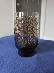 VTG Libbey Tawny Brown Glass Prado Tumbler Raised Scroll Design MCM Replacement
