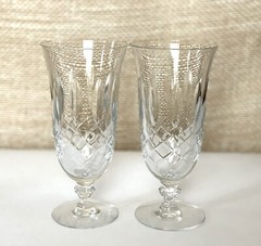 Set of 2 Tiffin Franciscan Iced Tea Elyse Stem Blown Clear Glass 6 3/4” ~ USA