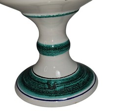 Large VTG Italian Pottery Pedestal Goblet Wine Glass W/ Hand Painted Bird