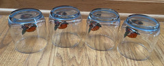 Vintage Sears Merry Mushroom Juice Lowball Drinking Glass Glasses 8oz Set of 4