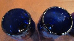 Vintage Blue Cobalt Glass Tumblers Etched With Bird And Flower Set Of 4
