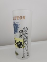 VTG 1909 NASH RAMBLER ANTIQUE AUTO FROSTED DRINKING GLASS GAS STATION PREMIUM