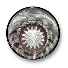 Edo Kiriko Cut Crystal Purple Grapes Whiskey Glass Sake Japan Artisan Etched